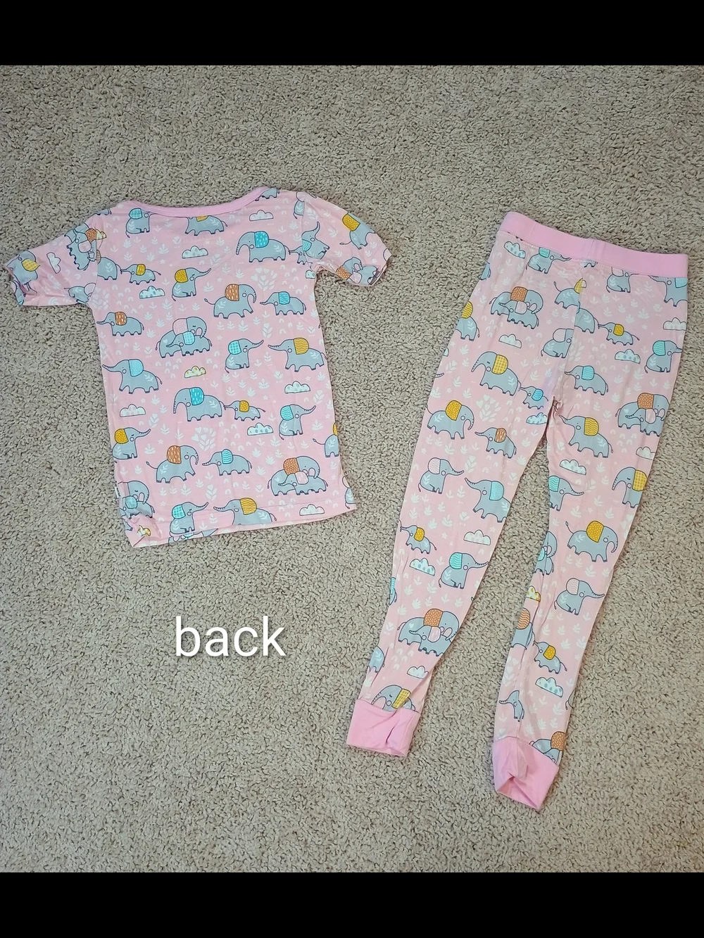 Little Sleepies Pink Elephant Pajama Set Girls Size 3T